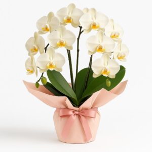 Small-size Orchid Bouquet in Peach Wrap