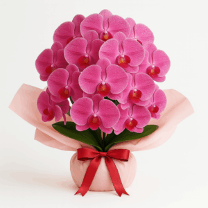 Medium-size Fuchsia Orchid Bouquet in Blush Wrap